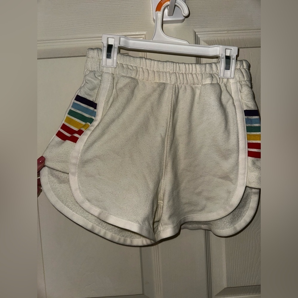 MOTHER Women's cream Shorts with Rainbow Stripes XS loungewear casual - Picture 8 of 8